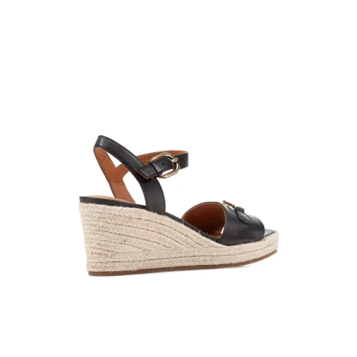 Geox Panarea Woman Sandals Black 37 Tumbled Leather Espadrille Wedge - Geox - Image 4