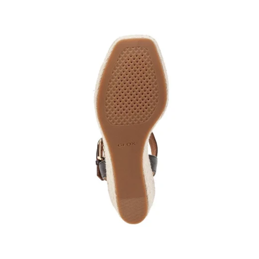 Geox Panarea Woman Sandals Black 37 Tumbled Leather Espadrille Wedge - Geox - Image 6