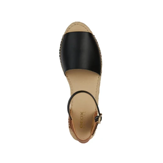 Geox Lampedusa Woman Sandals Black Leather Espadrille Style 36 - Geox - Image 7