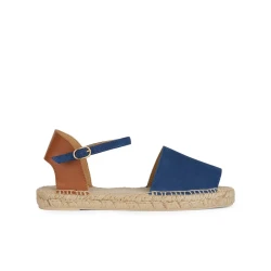 Geox Lampedusa Woman's Espadrille Sandals in Suede and Leather, Avio Color, Size 36. Breathable Design for Women. Ideal for City or Holiday Wear. Easy Exchange at Geox Stores.