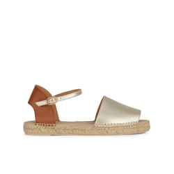 Geox Lampedusa Woman's Sandals Gold Metallic Leather Size 36 Breathable Summer Espadrille Design Comfortable Lightweight City Sandal Fast Delivery Easy Exchange at Geox Stores