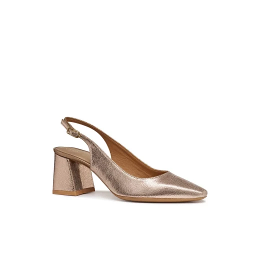 GISELDA Woman Slingback Pumps Rose Metallic Leather Mid Heel D45VCC.000KY.C8011 Size 36 Comfortable Urban Contemporary Design Sparkle for Formal Outfits - Geox - Image 3