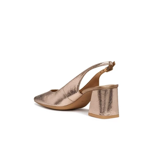GISELDA Woman Slingback Pumps Rose Metallic Leather Mid Heel D45VCC.000KY.C8011 Size 36 Comfortable Urban Contemporary Design Sparkle for Formal Outfits - Geox - Image 5