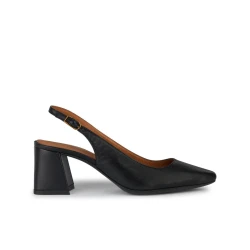 Geox Giselda Women's Slingback Heels Black Nappa Leather Comfortable Mid Heel Design City Day Night Solution Size 36 Breathable Lightweight Footwear Fast Delivery Easy Exchange