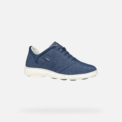 Geox Nebula 2.0 Woman's Navy Sneakers: Breathable & Lightweight Casual Shoes for Everyday Comfort and Travel. Features a Shiny Fabric Upper, Available in Size 36. - Geox - Image 9