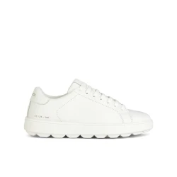 Geox Spherica ECUB Woman Sneaker White Nappa Leather Ultra Breathable Cushioned City Style 36 with Tonal Sole and Laces Fast Delivery and Easy Exchange