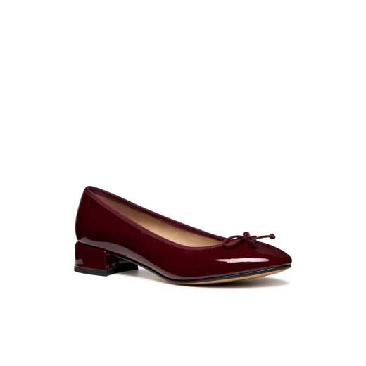 Floretia Woman Ballet Flats Burgundy Patent Leather Bow Embellishment Size 37 - Geox - Image 3