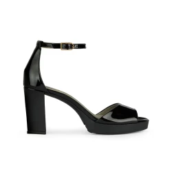 Geox Woman Walk Pleasure 85S1 Black Patent Leather Sandals Size 39: Elegant HighHeels for Women, Breathable and Comfortable, Ideal for Evening and City Styling