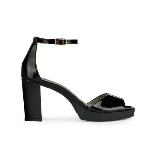 Geox Woman Walk Pleasure 85S1 Black Patent Leather Sandals Size 39: Elegant HighHeels for Women, Breathable and Comfortable, Ideal for Evening and City Styling - Geox - Image 2