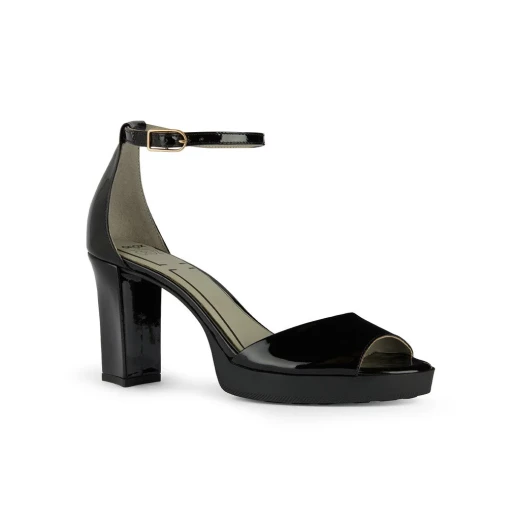 Geox Woman Walk Pleasure 85S1 Black Patent Leather Sandals Size 39: Elegant HighHeels for Women, Breathable and Comfortable, Ideal for Evening and City Styling - Geox - Image 3