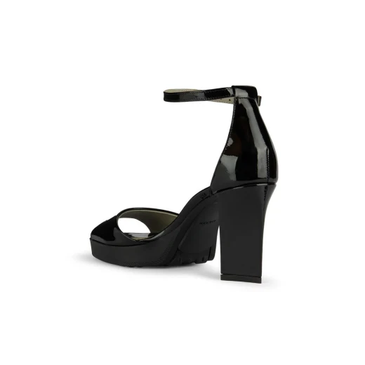 Geox Woman Walk Pleasure 85S1 Black Patent Leather Sandals for Women Size 40 with Breathable Design Comfortable High Heels Evening Wear City Styling D45XAB.00066.C9999 - Geox - Image 4