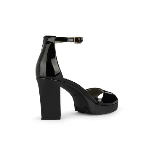 Geox Woman Walk Pleasure 85S1 Black Patent Leather Sandals for Women Size 40 with Breathable Design Comfortable High Heels Evening Wear City Styling D45XAB.00066.C9999 - Geox - Image 5