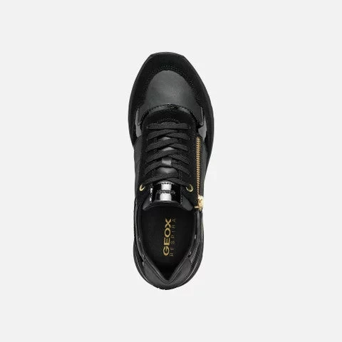 Desya Woman Low Cut Sneakers Black Suede and Nappa Leather 36 - Geox - Image 4