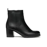 Geox New Lise ABX Women's Ankle Boots in Black, Size 36. Breathable Leather with Block Heel and Rounded Toe. Perfect for Comfort and Style. Fast Delivery and Easy Exchange. - Geox