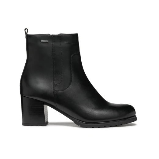 Geox New Lise ABX Women's Ankle Boots in Black, Size 36. Breathable Leather with Block Heel and Rounded Toe. Perfect for Comfort and Style. Fast Delivery and Easy Exchange. - Geox - Image 2