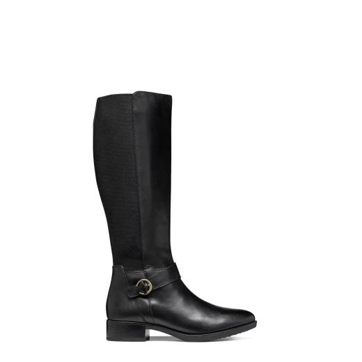 GEOX Felicity Woman's Tall Leather Boots: Comfortable & Breathable Equestrian Style with Elasticated Side Panel, Black Color, Size 38 - Geox - Image 2