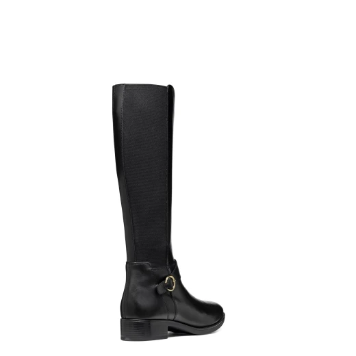 GEOX Felicity Woman's Tall Leather Boots: Comfortable & Breathable Equestrian Style with Elasticated Side Panel, Black Color, Size 38 - Geox - Image 5