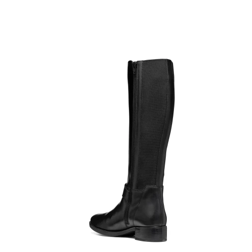 GEOX Felicity Woman's Tall Leather Boots: Comfortable & Breathable Equestrian Style with Elasticated Side Panel, Black Color, Size 38 - Geox - Image 6
