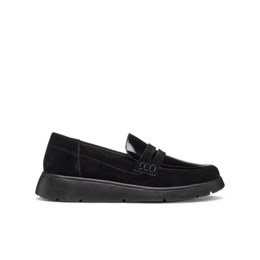 Arlara Woman Loafer Black 37, Crafted from Suede and Patent Leather Effect Material, Contemporary Design for Metropolitan Appeal, Comfortable Fit, Keeps Feet Fresh - Geox - Image 2