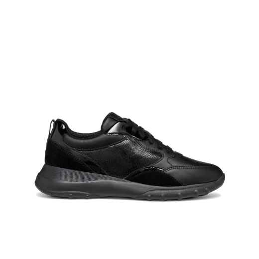 حذاء رياضي نسائي Alleniee أسود مقاس 41، بتصميم منخفض القطع، يتميز بمادة شبيهة بالجلد قابلة للتنفس و شمواه، تصميم حذاء جري لأناقة عصرية نشطة في المدينة - جيوكس - Image 2