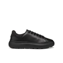 Geox Spherica EC4.1 Woman's Breathable Ultra Cushioning Sneakers with Nappa Leather and Microfiber Upper Glamorous Design with Jewel Details Size 37 Black Color for Supreme Comfort