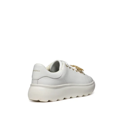 Geox Spherica EC4.1 Woman's White Leather Sneakers Size 37 Featuring Breathable Ultra Cushioning and Glam Jewel Details for Everyday Active Chic Style - Geox - Image 4
