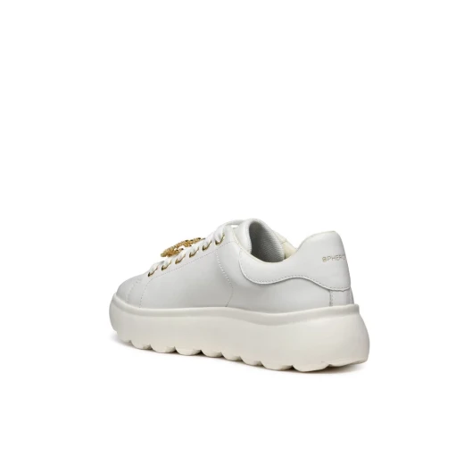 Geox Spherica EC4.1 Woman's White Leather Sneakers Size 37 Featuring Breathable Ultra Cushioning and Glam Jewel Details for Everyday Active Chic Style - Geox - Image 5