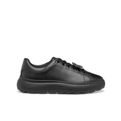 Geox Spherica EC4.1 Woman's Breathable Ultra Cushioning Sneakers with Jewel Details Black Nappa Leather US Size 7 Glam Chic Activewear Shoes