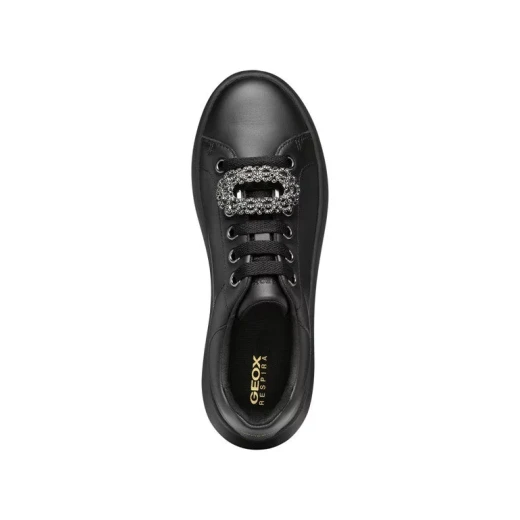 Geox Spherica EC4.1 Woman's Breathable Ultra Cushioning Sneakers with Jewel Details Black Nappa Leather US Size 7 Glam Chic Activewear Shoes - Geox - Image 4
