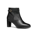 Geox Walk Pleasure Women's Ankle Boots in Black, Size 39, Featuring Mid Heel and Platform Design for Comfortable Walking Experience with Premium Leather and Easy Exchange Options - Geox