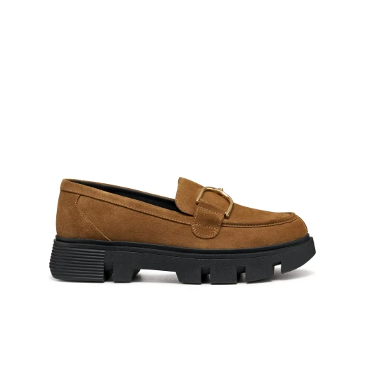 Vilde Woman Suede Loafers Mud Brown Chunky Sole Stylish Urban Design Women's Shoes Size 36 Comfortable Everyday Wear - Geox - Image 2