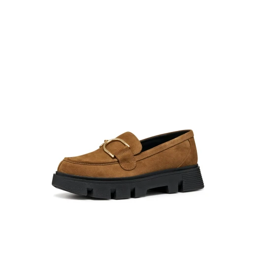 Vilde Woman Suede Loafers Mud Brown Chunky Sole Stylish Urban Design Women's Shoes Size 36 Comfortable Everyday Wear - Geox - Image 4