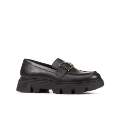 Geox Vilde Woman's Loafer Shoes Black Color 37 Size Chunky Sole Stylish Comfortable Leather Urban Aesthetic Modern Design Fast Delivery Easy Exchange at Stores