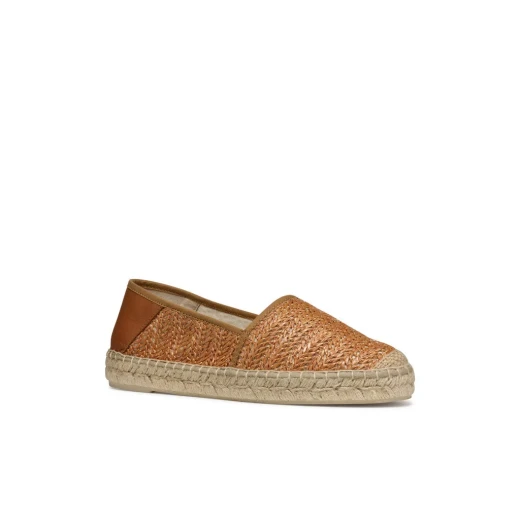 Lampedusa Woman Camel Espadrille Slip On Sneaker Raffia and Leather Detailing Size 39 Breathable Lightweight Summertime City Style - Geox - Image 12
