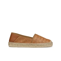 Lampedusa Woman Camel Espadrille Slip On Sneaker Raffia and Leather Detailing Size 39 Breathable Lightweight Summertime City Style