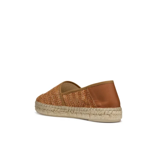 Lampedusa Woman Camel Espadrille Slip On Sneaker Raffia and Leather Detailing Size 39 Breathable Lightweight Summertime City Style - Geox - Image 3