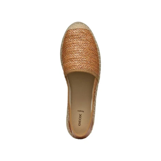 Lampedusa Woman Camel Espadrille Slip On Sneaker Raffia and Leather Detailing Size 39 Breathable Lightweight Summertime City Style - Geox - Image 9