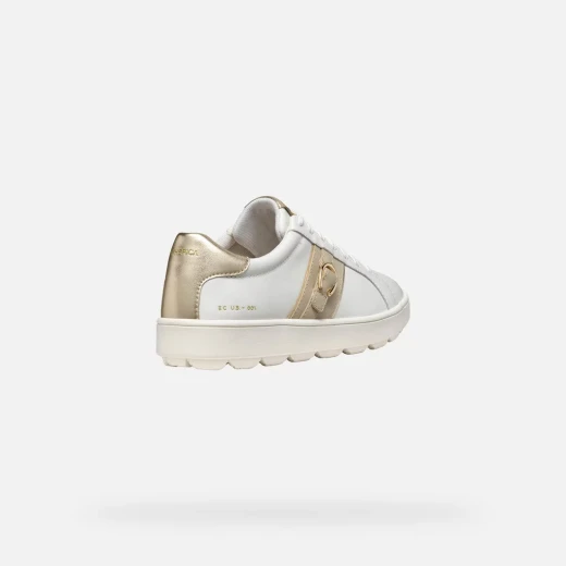 Geox Spherica ECUB-1 Woman's White Leather Sneakers Size 37 Featuring Breathable Design and Ultimate Comfort for Everyday Wear with Metal Detailing - Image 5