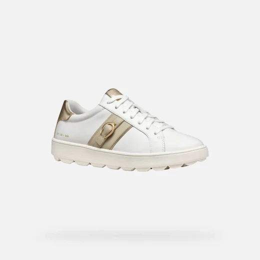 Geox Spherica ECUB-1 Woman's White Leather Sneakers Size 37 Featuring Breathable Design and Ultimate Comfort for Everyday Wear with Metal Detailing - Image 9