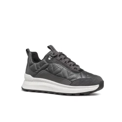Geox Spherica Actif X2 ABX Waterproof Women's Sneakers in Grey, Size 37, Featuring Superior Cushioning and Bounce Effect for All Day Comfort and Style, Sporty Nylon and Suede Upper