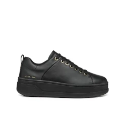Geox Spherica ECUB-2 Woman's Sneakers: Black Nappa Leather, Ultra-Breathable, Flatform Sole, Sporty Chic Design, Sizes Available, Fast Delivery, Easy Exchange
