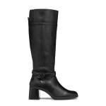 Geox Walk Pleasure 55 Knee High Boots Black Leather Woman's Size 36 Comfortable Mid Heel City Style Everyday Wear Fast Delivery Easy Exchange D46XBD.00043.C9999 - Geox