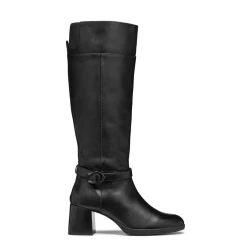 Geox Walk Pleasure 55 Knee High Boots Black Leather Woman's Size 36 Comfortable Mid Heel City Style Everyday Wear Fast Delivery Easy Exchange D46XBD.00043.C9999