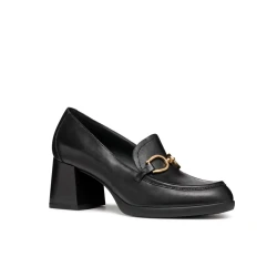 Geox Walk Pleasure 55 Women's Loafer Black Leather Shoes Size 37 EU Comfortable Mid Heel Classic Design Stylish City Outfit Fast Delivery Easy Exchange