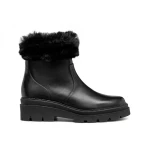 Felleny Woman Boots Black Leather Faux Fur Trim Size 39 Winter Boots - Geox