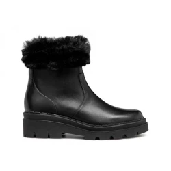 Felleny Woman Boots Black Leather Faux Fur Trim Size 39 Winter Boots