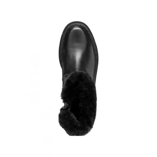 Felleny Woman Boots Black Leather Faux Fur Trim Size 39 Winter Boots - Geox - Image 4