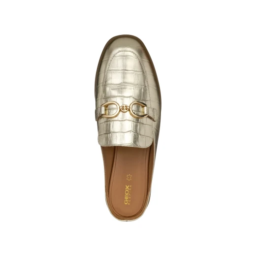 Geox Cloridie Woman's Metallic Leather Loafers 38 Gold Open Back Breathable Comfortable Slip On Shoes For Women Special Occasion Wear Fast Delivery Easy Exchange - Geox - Image 4