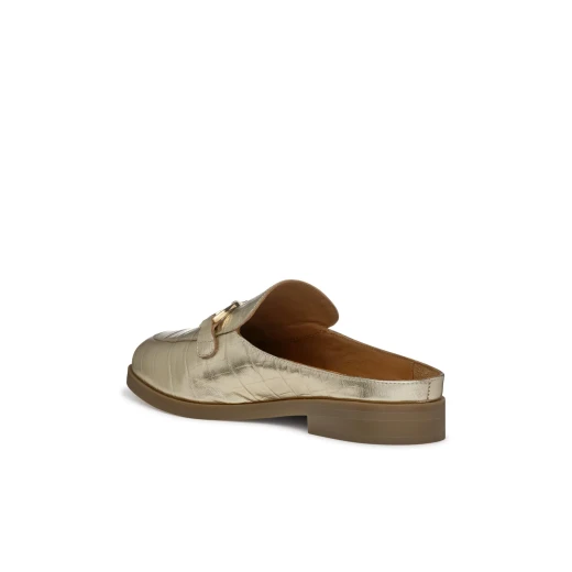 Geox Cloridie Woman's Metallic Leather Loafers 38 Gold Open Back Breathable Comfortable Slip On Shoes For Women Special Occasion Wear Fast Delivery Easy Exchange - Geox - Image 5