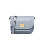 Flavrie Woman Crossbody Bag Light Sky Plain Leather 3 Internal Compartments Adjustable Shoulder Strap Turn Lock Closure 21cm x 8cm x 17cm Stylish Everyday Handbag - Geox